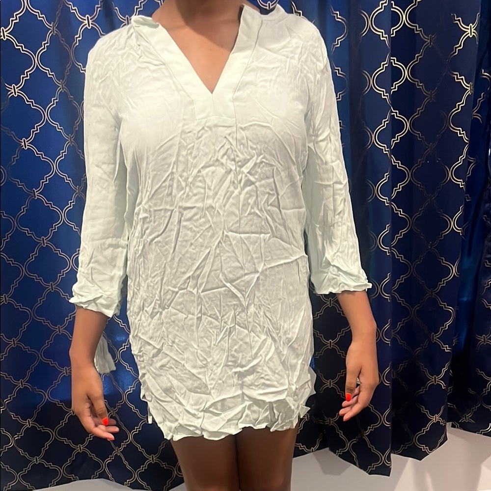 Zara Light Green V-Neck Dress